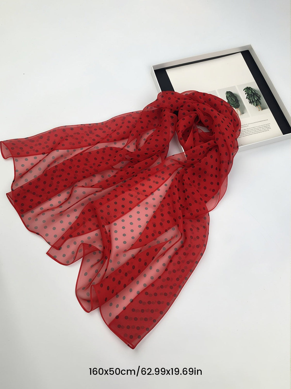 Polka Dot Chiffon Semi-Sheer Long Scarf