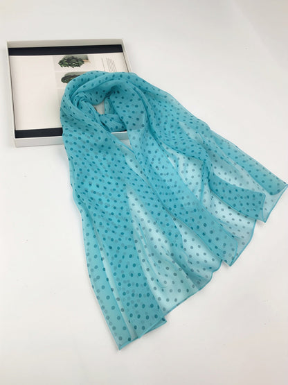 Polka Dot Chiffon Semi-Sheer Long Scarf