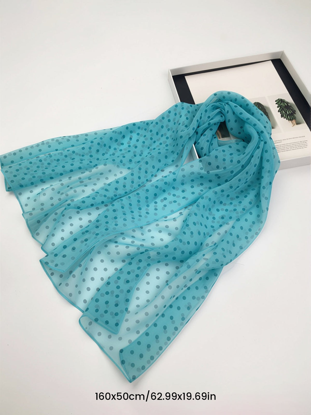 Polka Dot Chiffon Semi-Sheer Long Scarf