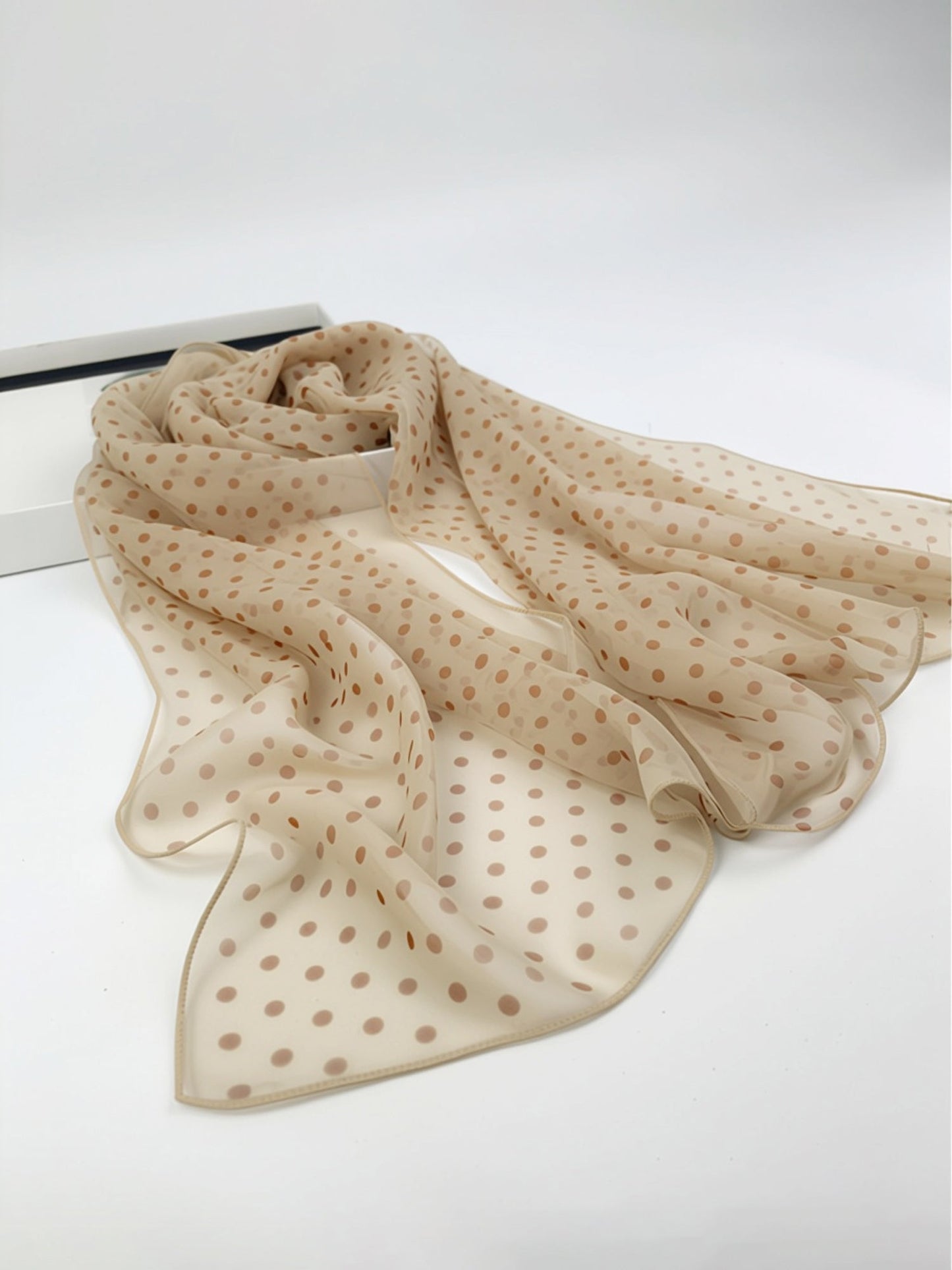 Polka Dot Chiffon Semi-Sheer Long Scarf