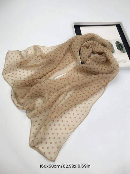 Polka Dot Chiffon Semi-Sheer Long Scarf