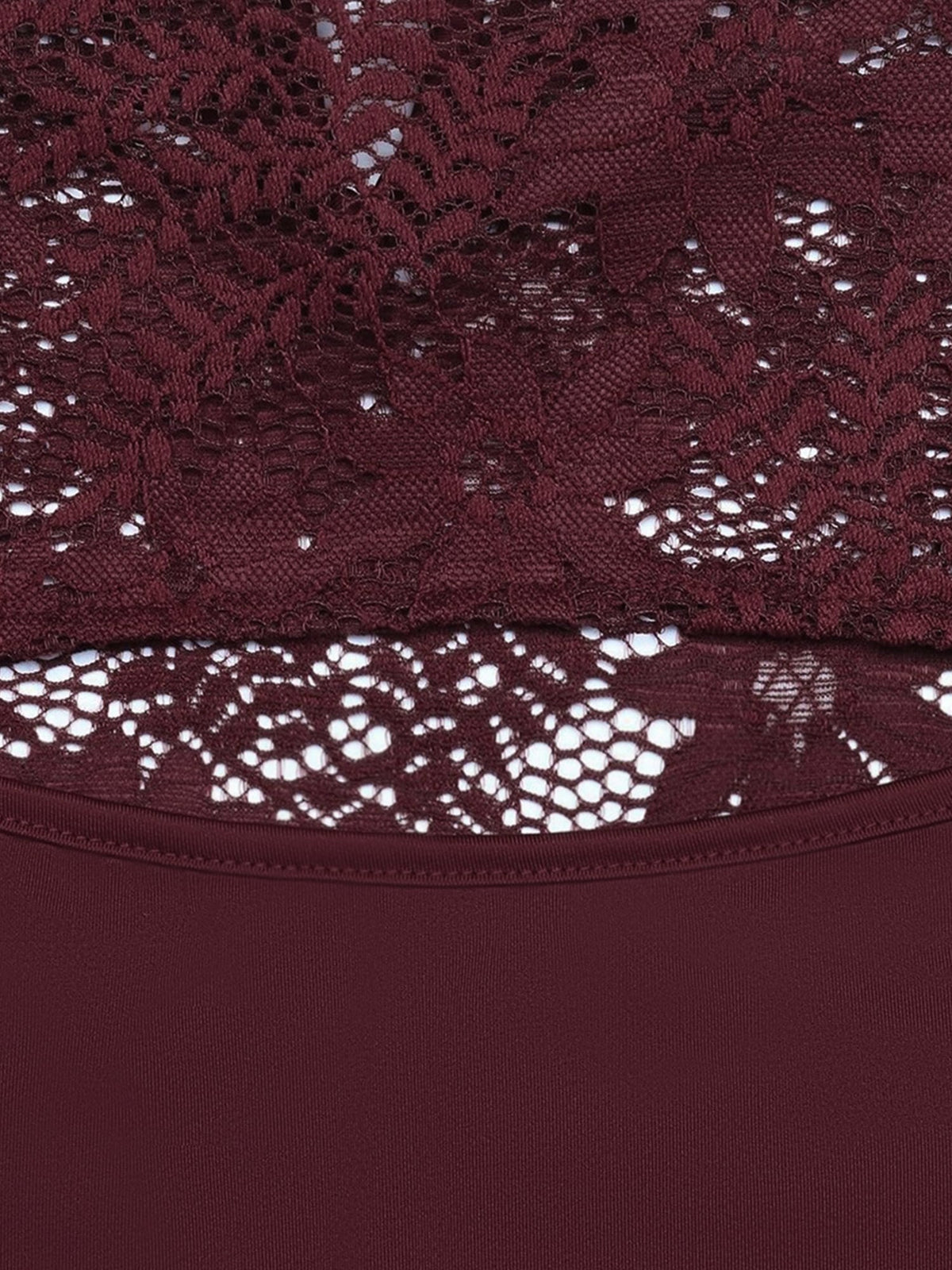 Lace Mock Neck Cut Out Long Sleeves Sheer Blouse
