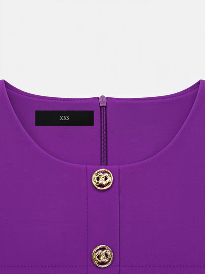 Fake Two Piece Midi Sheath Work Cloak Style Dress