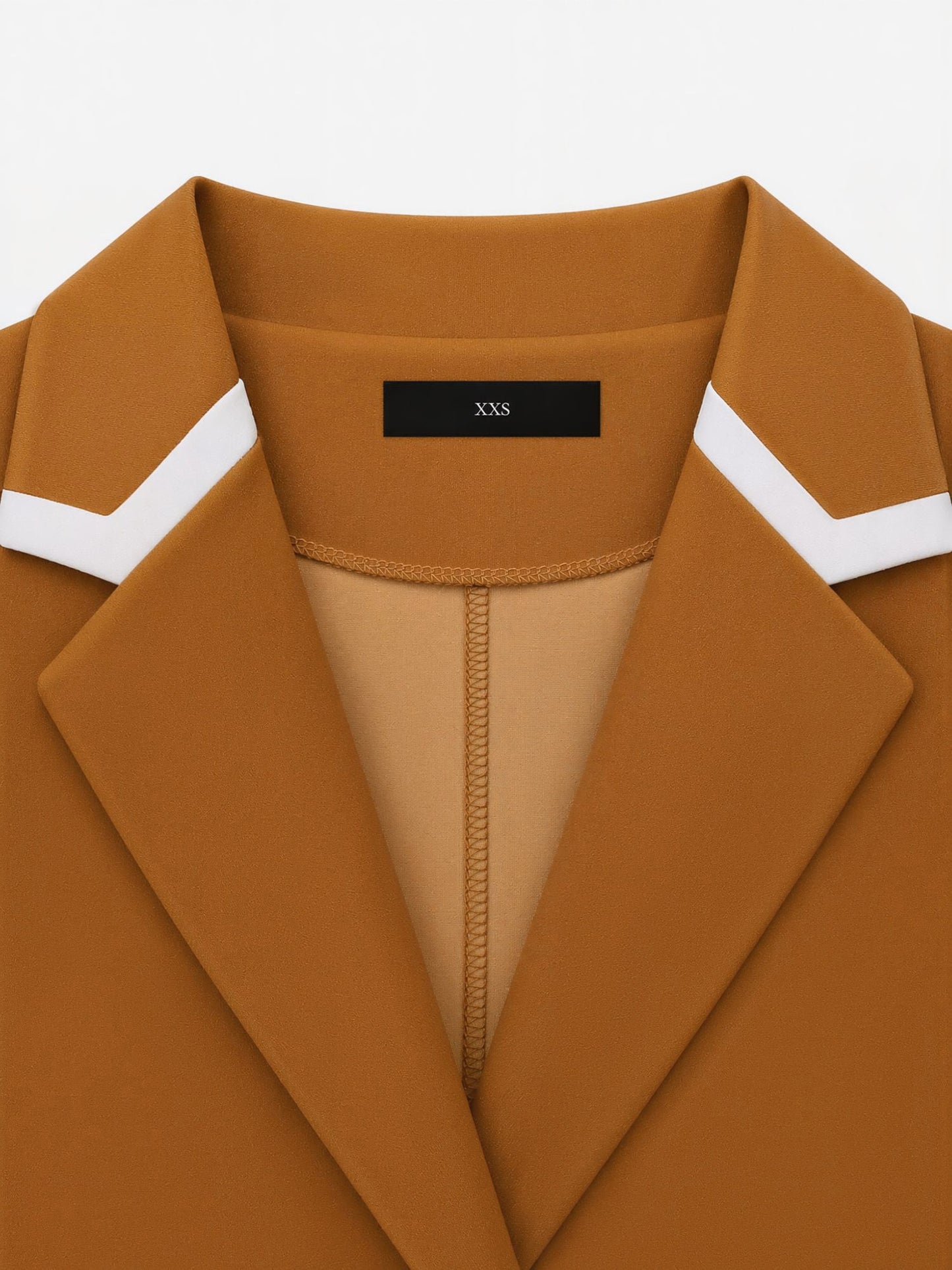 Notched Lapel Pleated Colorblock Belted Midi Dress