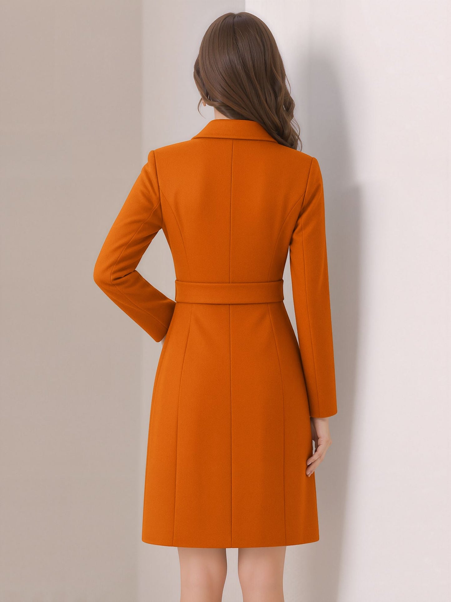Notched Lapel Double-Breasted Belted Blazer Dress