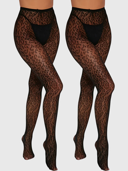 2 Pairs Halloween Leopard Fishnet Sheer Pantyhose