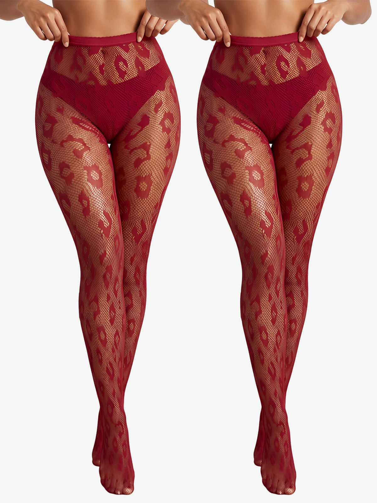 2 Pairs Sheer Halloween Leopard Fishnet Pantyhose