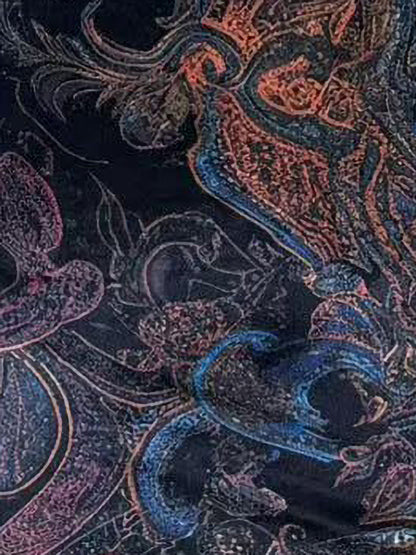 Mesh Sheer Sleeves Patchwork Boho Paisley Mini Dress