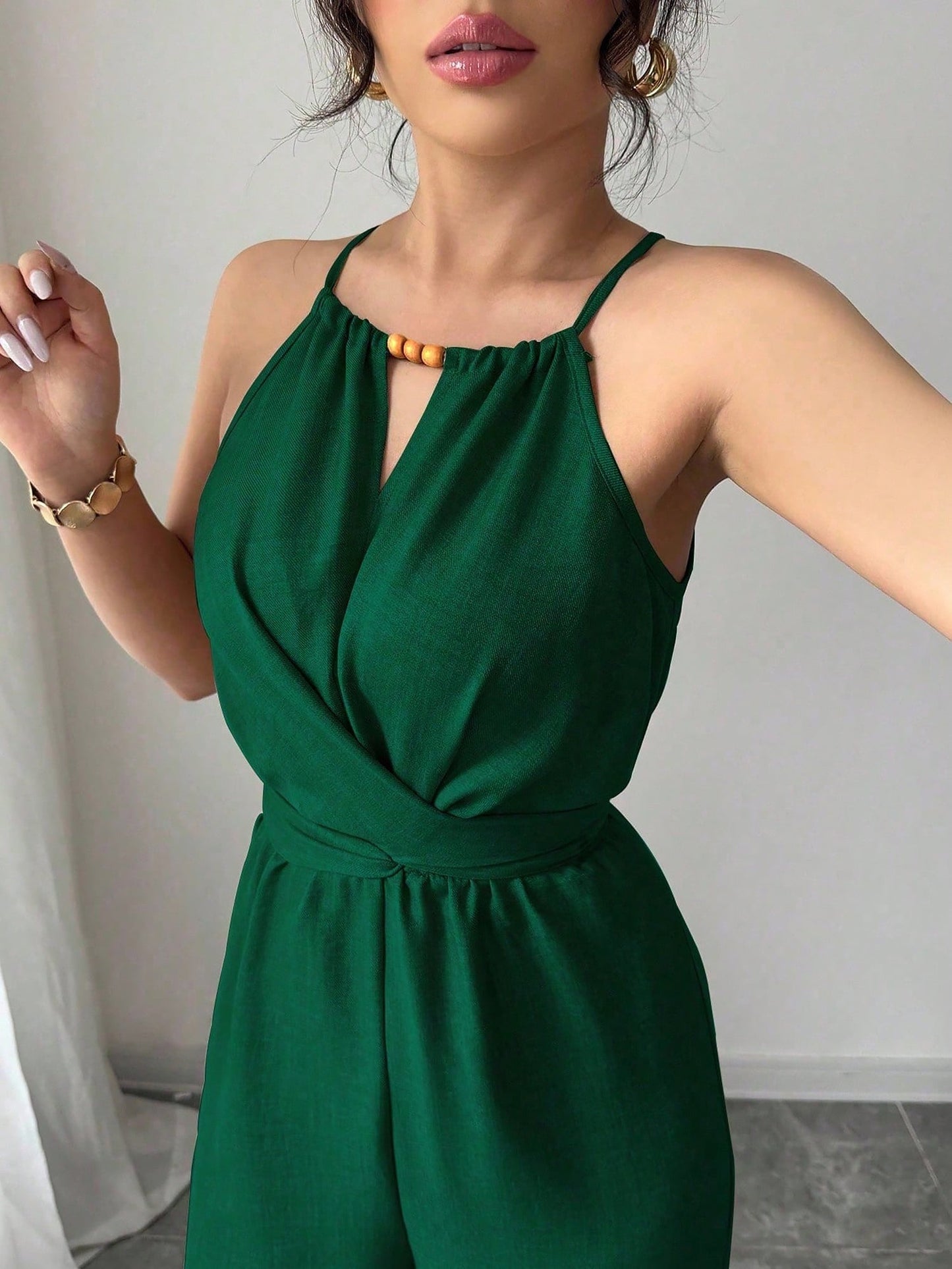 Sleeveless Criss Cross Lace-Up Wide Legs Jumpsuits
