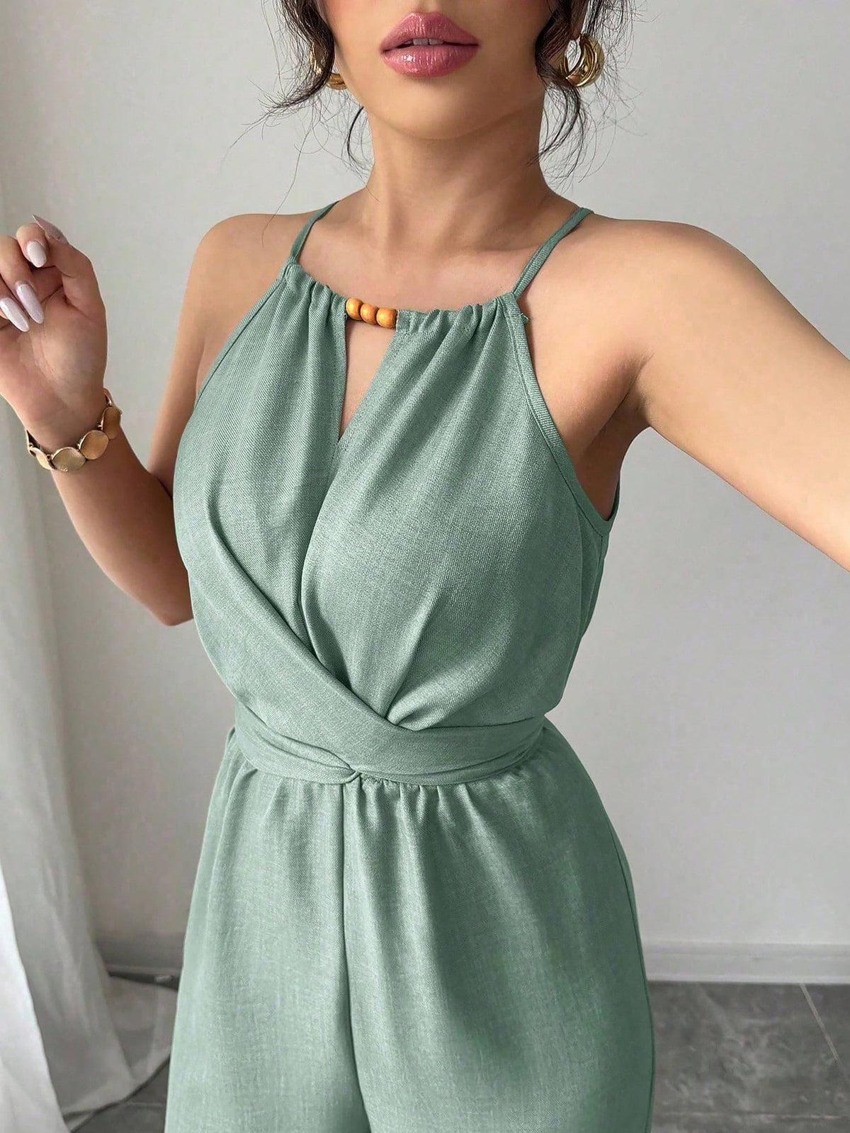 Sleeveless Criss Cross Lace-Up Wide Legs Jumpsuits