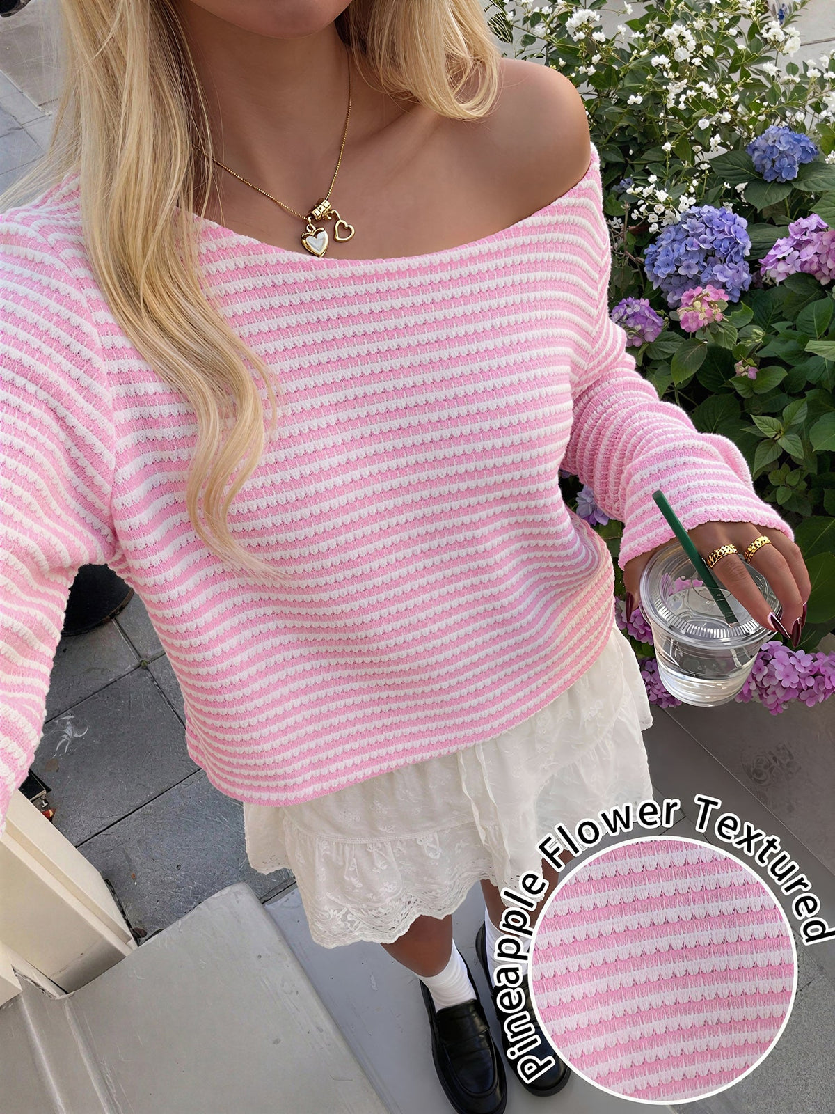 Striped One Shoulder Long Sleeves Blouse