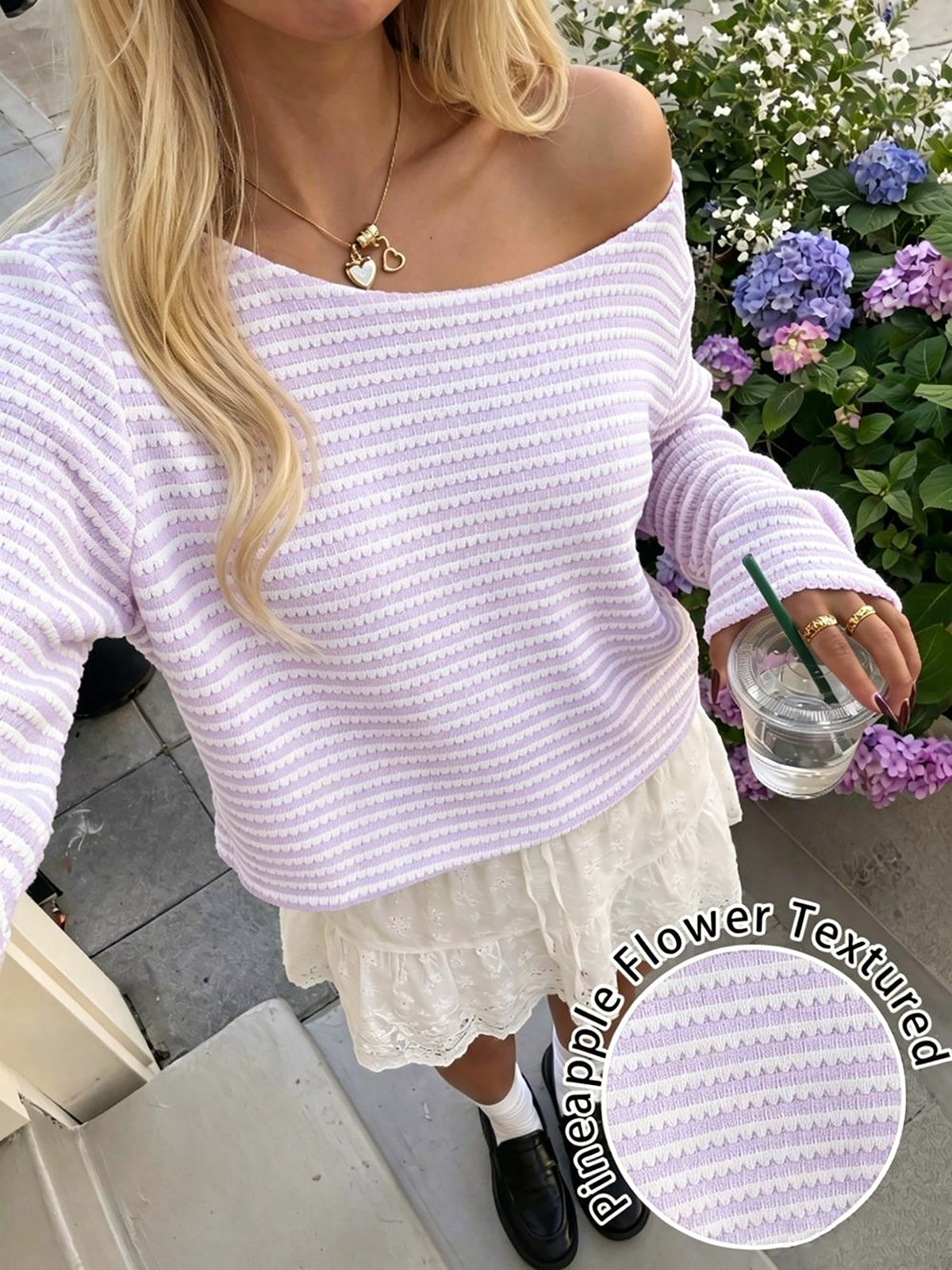 Striped One Shoulder Long Sleeves Blouse