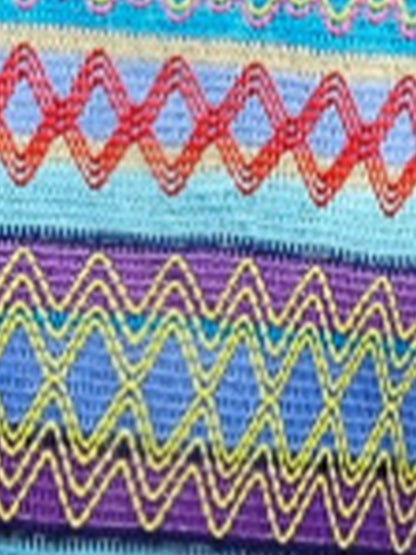 Boho Colorblock Striped Bell Sleeves Knit Top