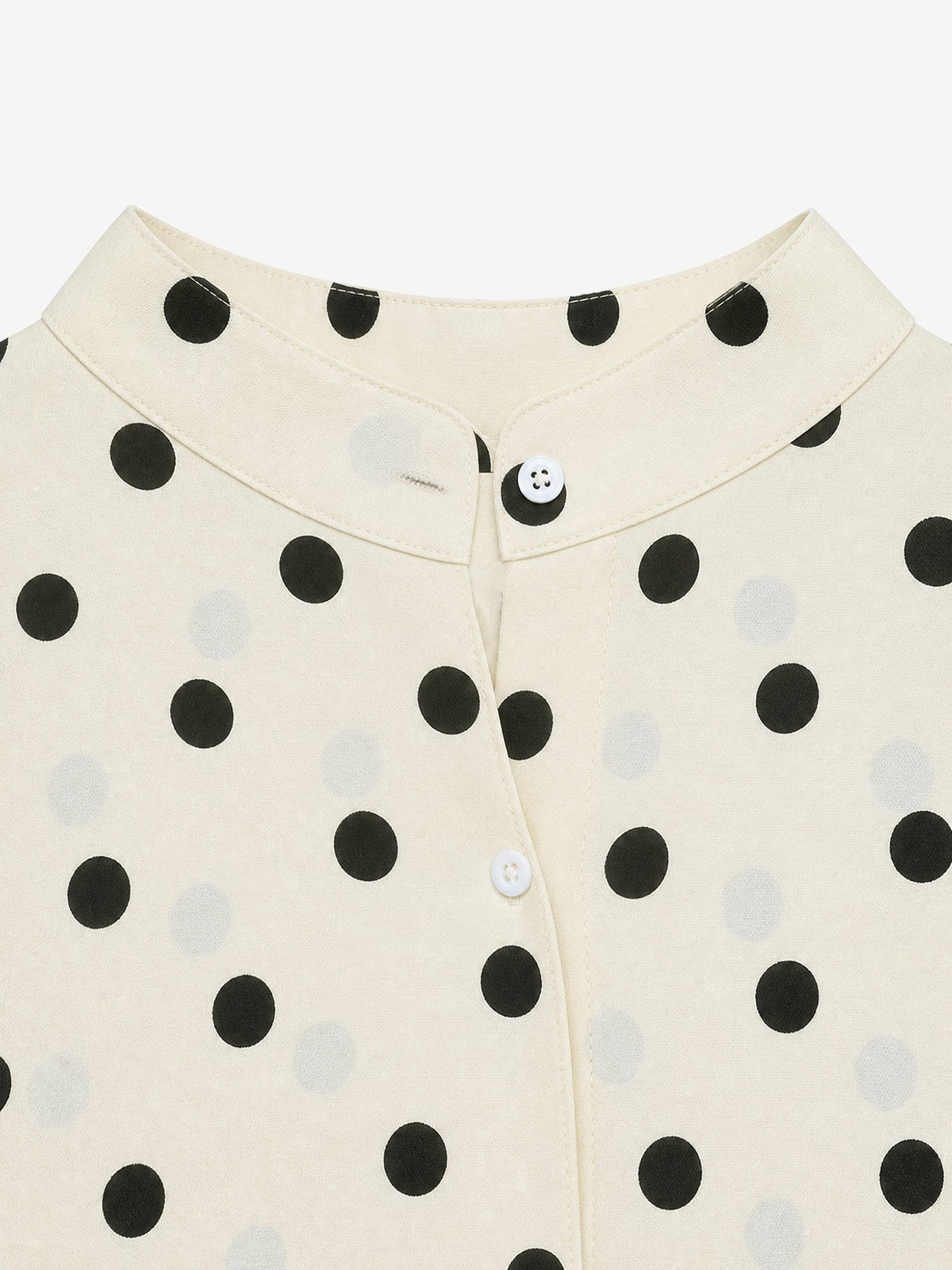 Polka Dots Collarless Long Sleeves Blouse