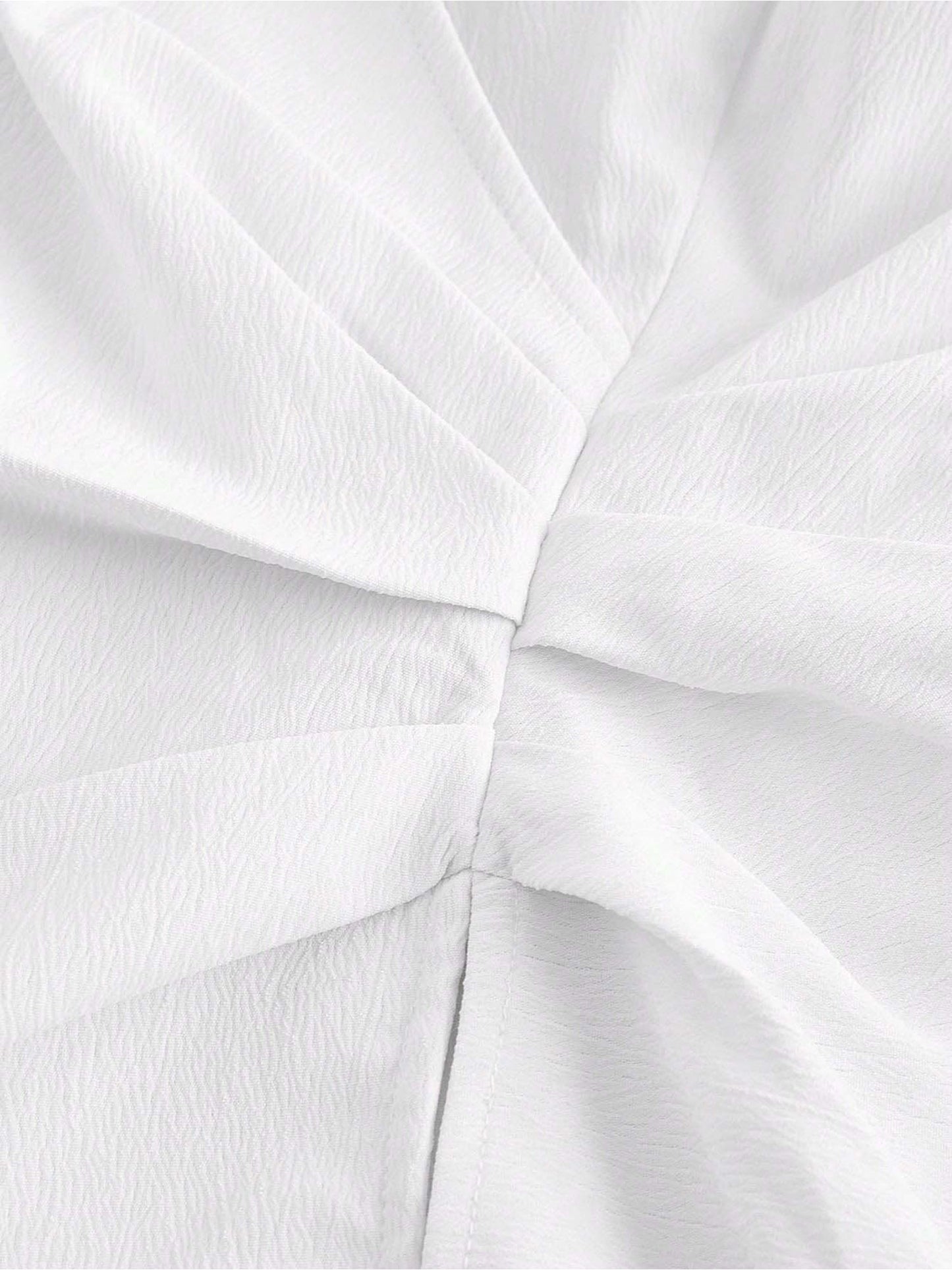 V Neck Puff Sleeves Ruched Cinched Waist Blouse