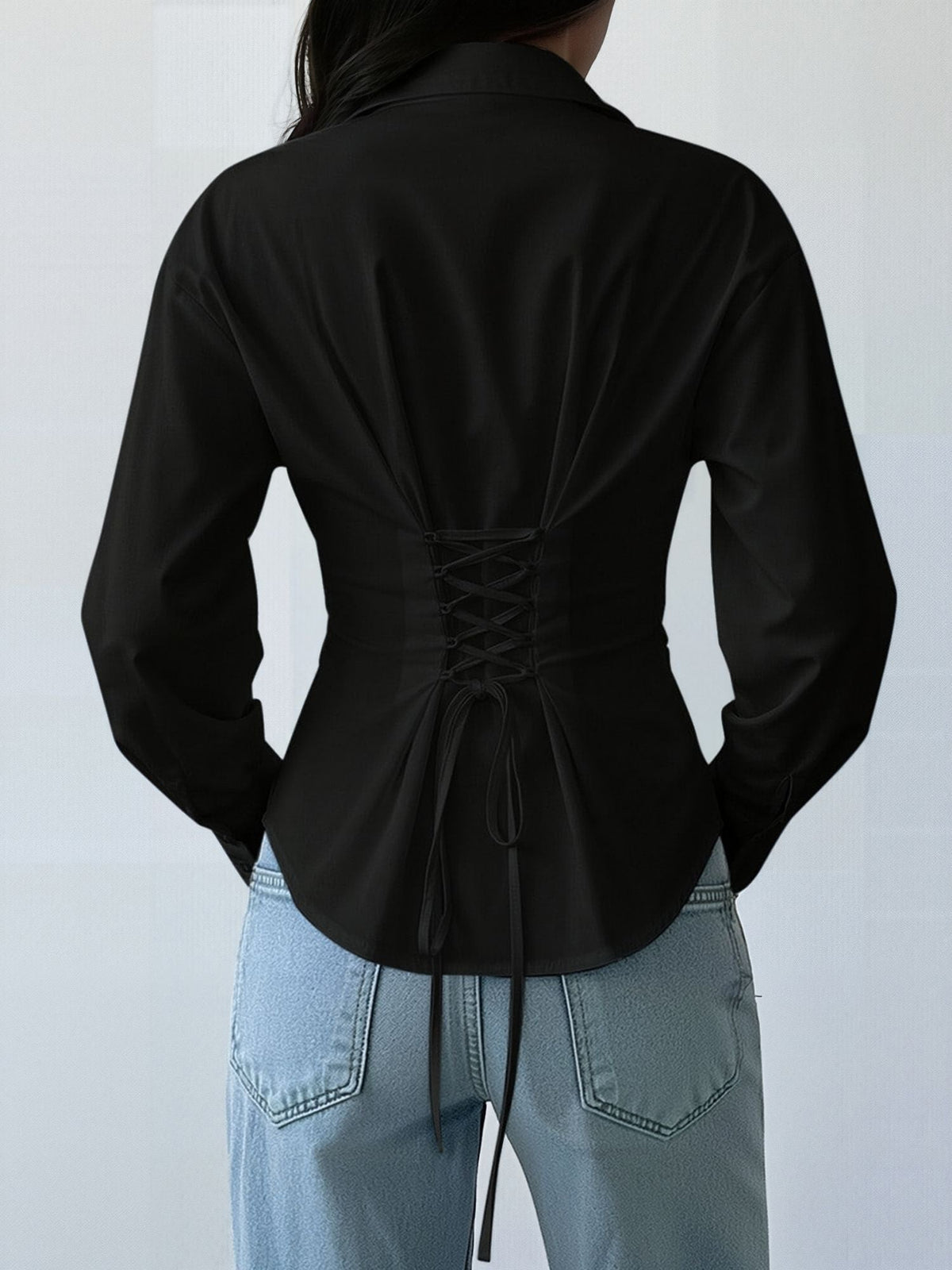 Office Siren Long Sleeve Cinched Waist Shirt