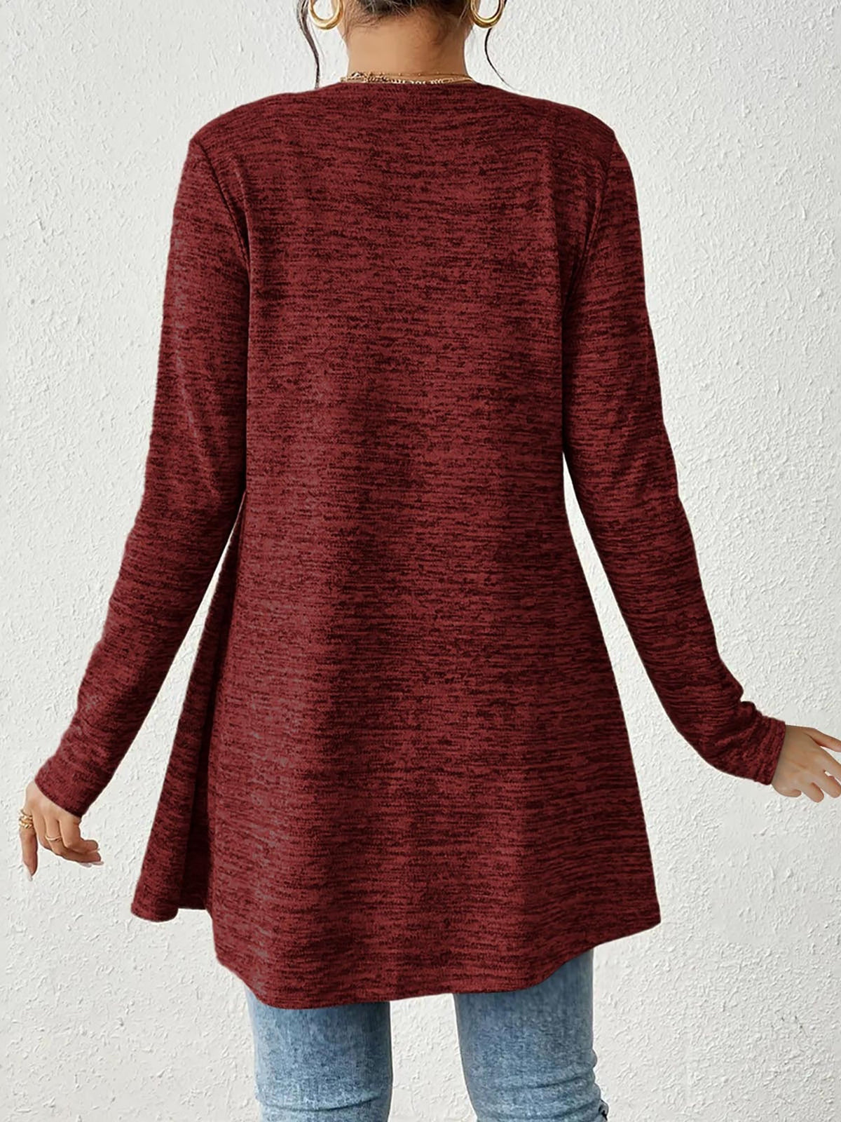 Long Sleeves Lace-Up Open Front Casual Jacket
