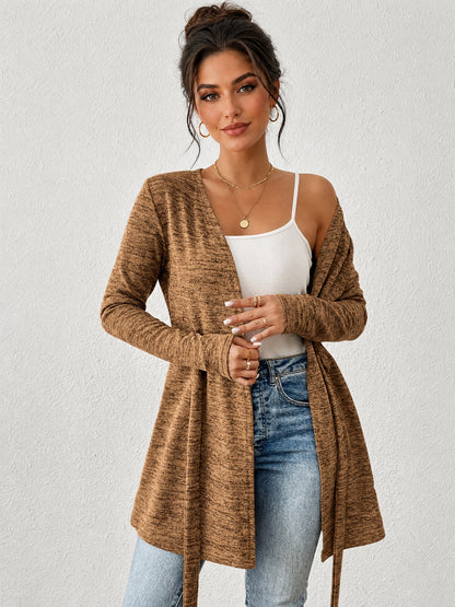 Long Sleeves Lace-Up Open Front Casual Jacket