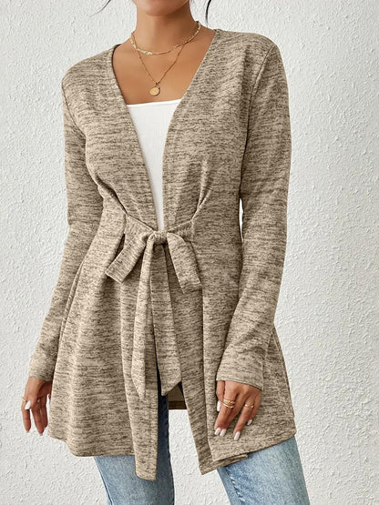 Long Sleeves Lace-Up Open Front Casual Jacket