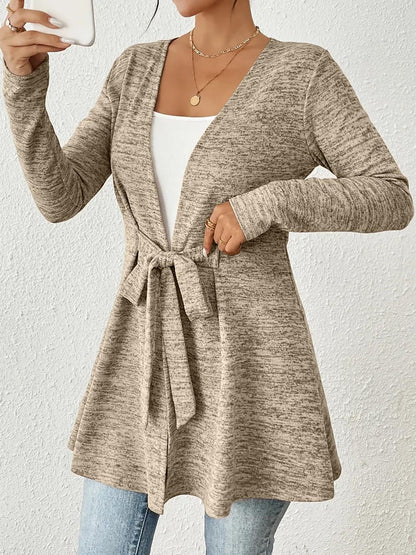 Long Sleeves Lace-Up Open Front Casual Jacket