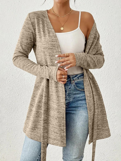 Long Sleeves Lace-Up Open Front Casual Jacket