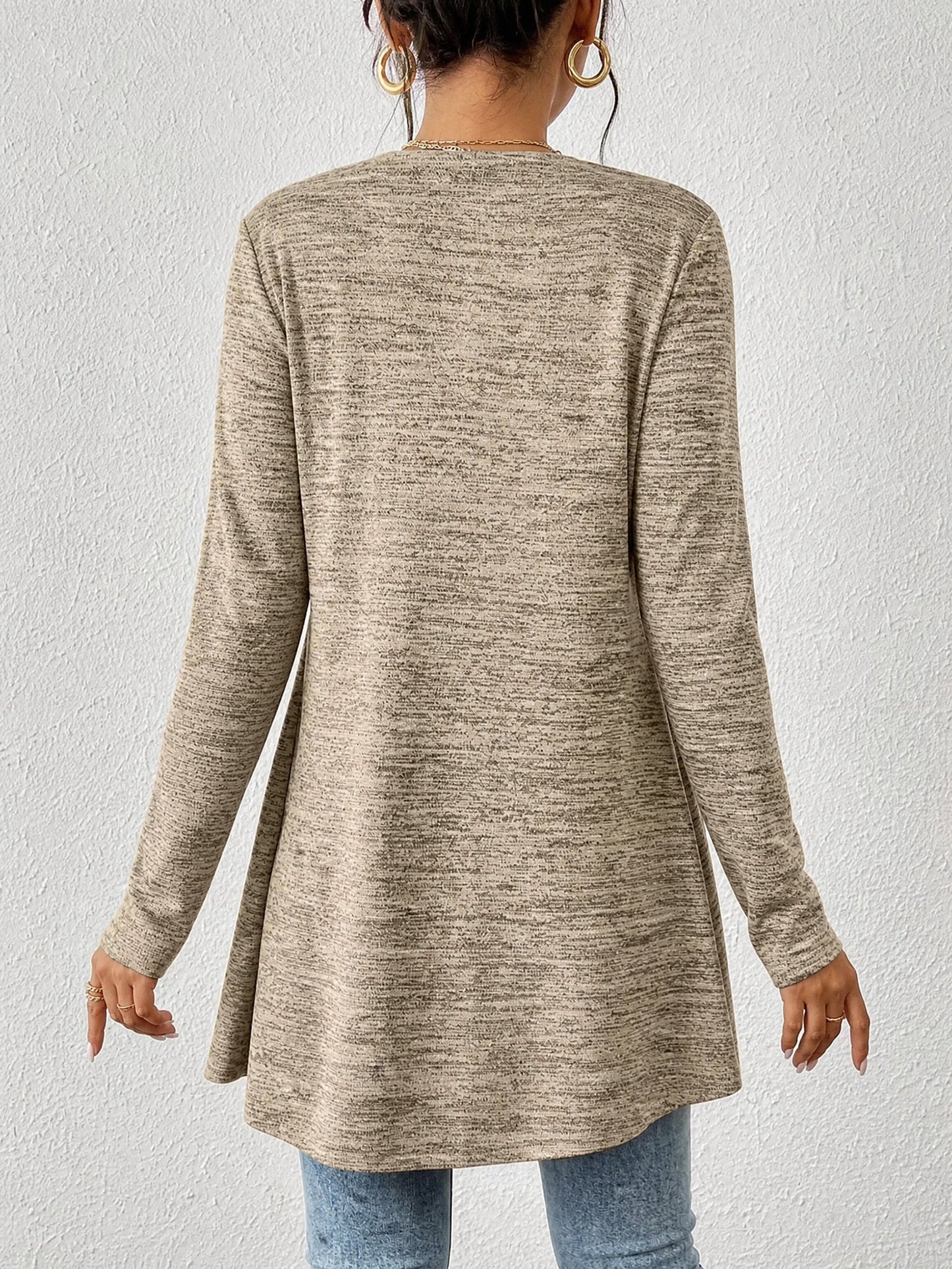 Long Sleeves Lace-Up Open Front Casual Jacket