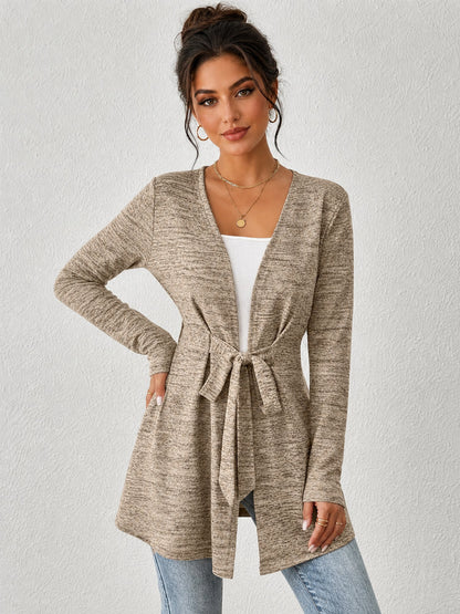 Long Sleeves Lace-Up Open Front Casual Jacket