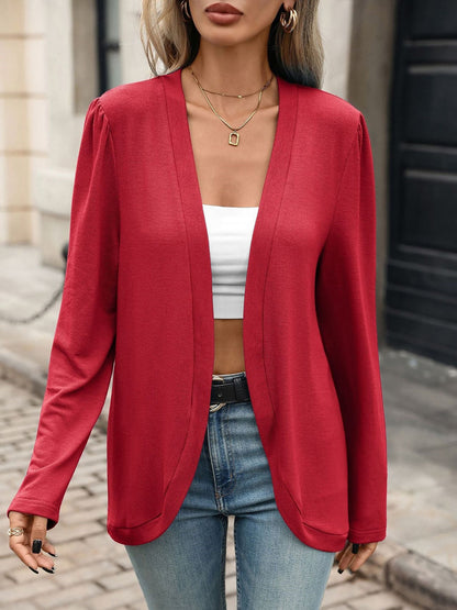 Solid Color Knitted Long Sleeve Casual Cardigan