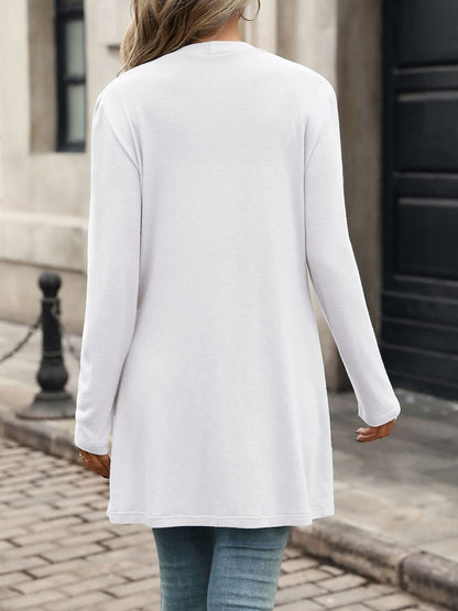 Solid Color Long Sleeve Loose Button Pocket Cardigan