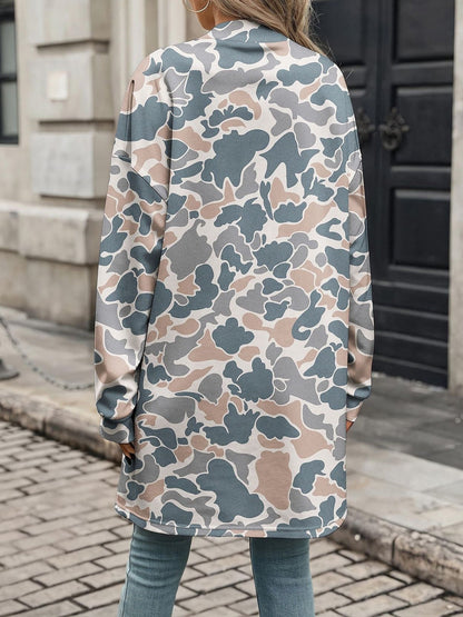 Printed Long Sleeves Open Front Casual Jacket
