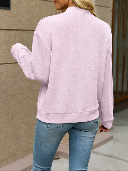 Solid Color Zipper Knitted Long Sleeves Casual Jacket