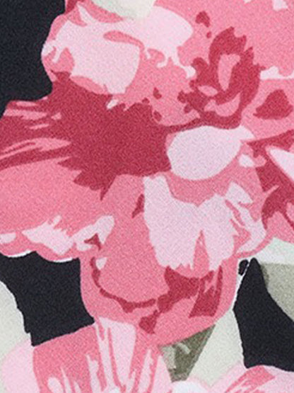 Square Neck Long Sleeve Floral Smocked Slit Midi Dress