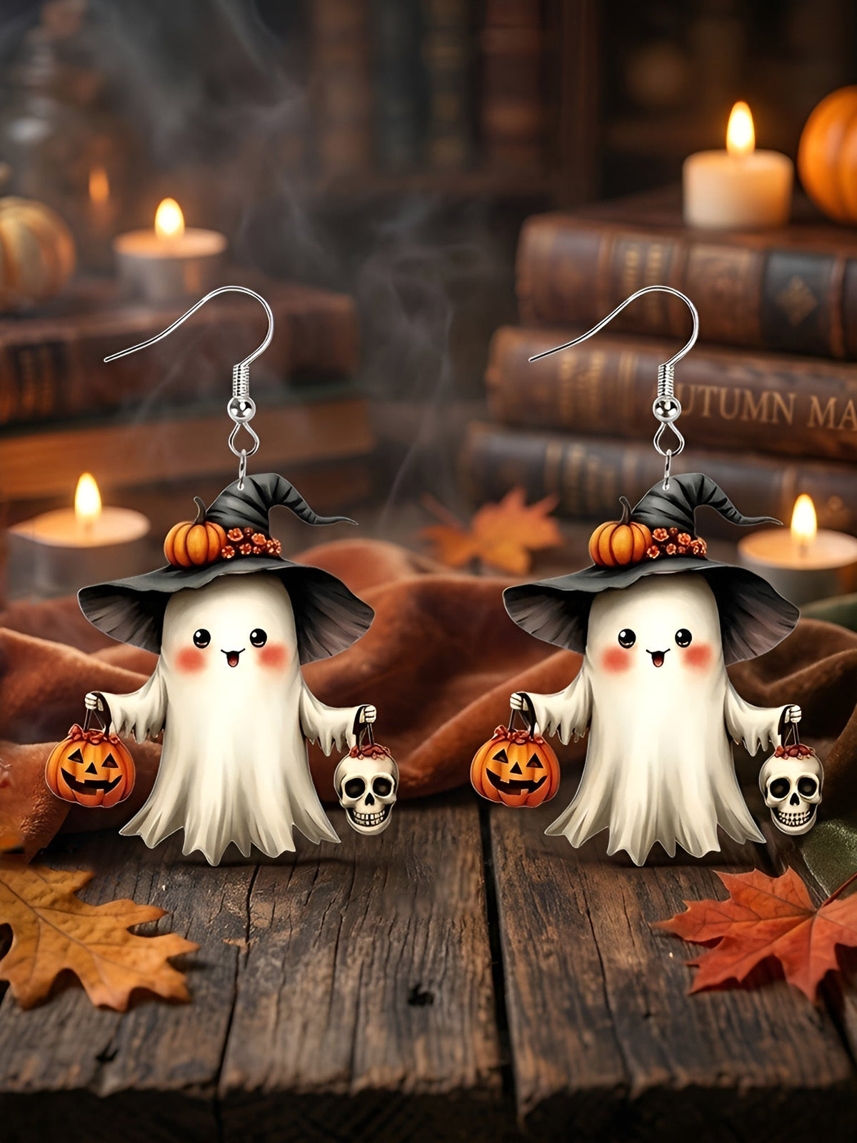 Halloween Ghost Pumpkin Acrylic Earrings