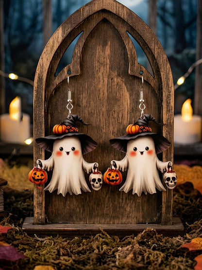 Halloween Ghost Pumpkin Acrylic Earrings