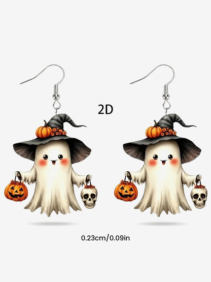 Halloween Ghost Pumpkin Acrylic Earrings