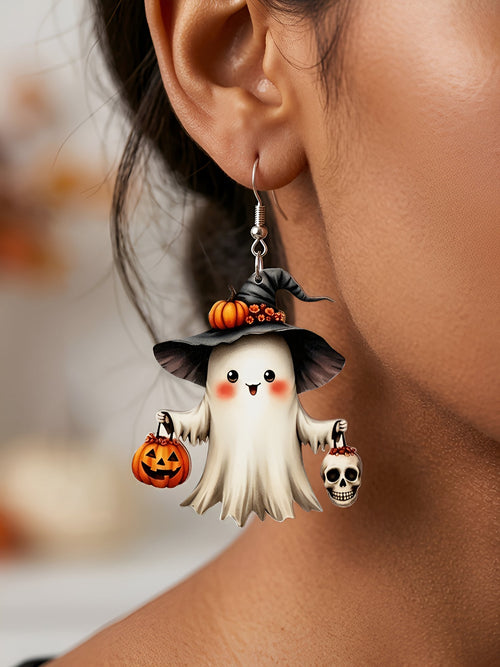 Halloween Ghost Pumpkin Acrylic Earrings