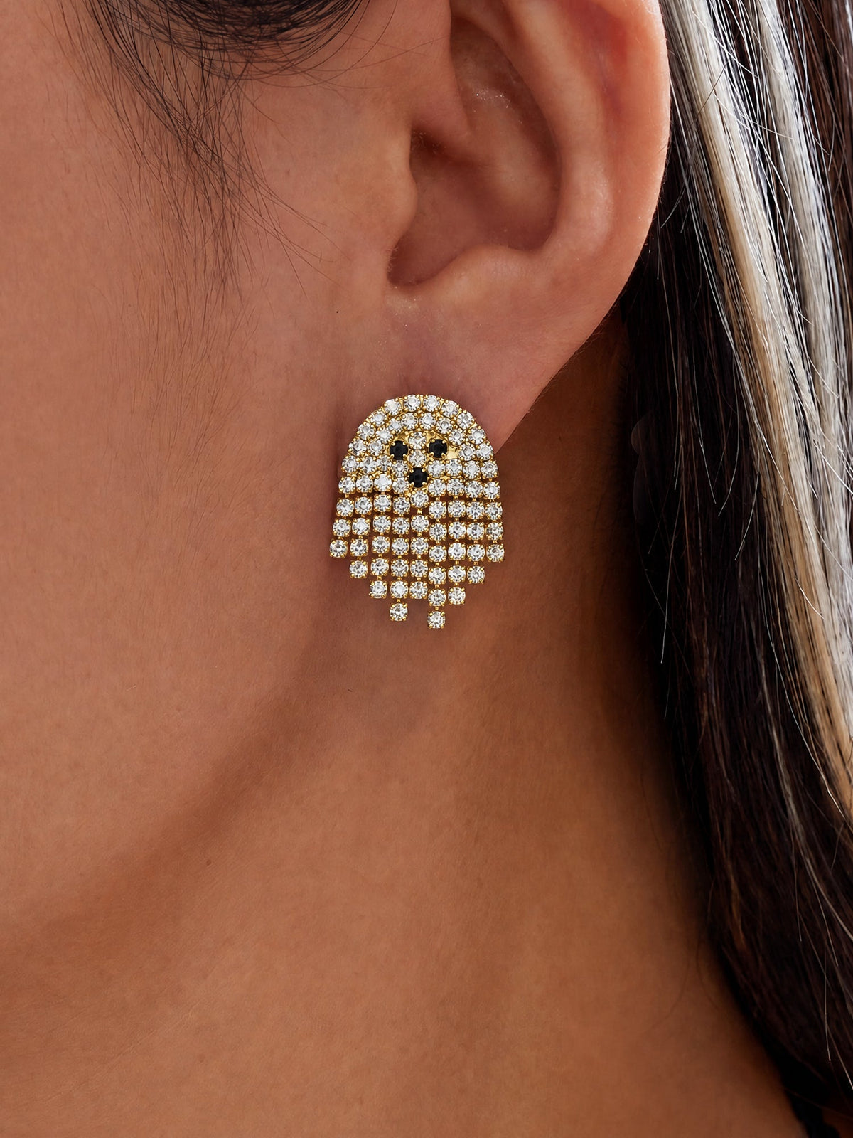 Halloween Tassel Cute Rhinestones Ghost Earrings