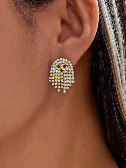 Halloween Tassel Cute Rhinestones Ghost Earrings