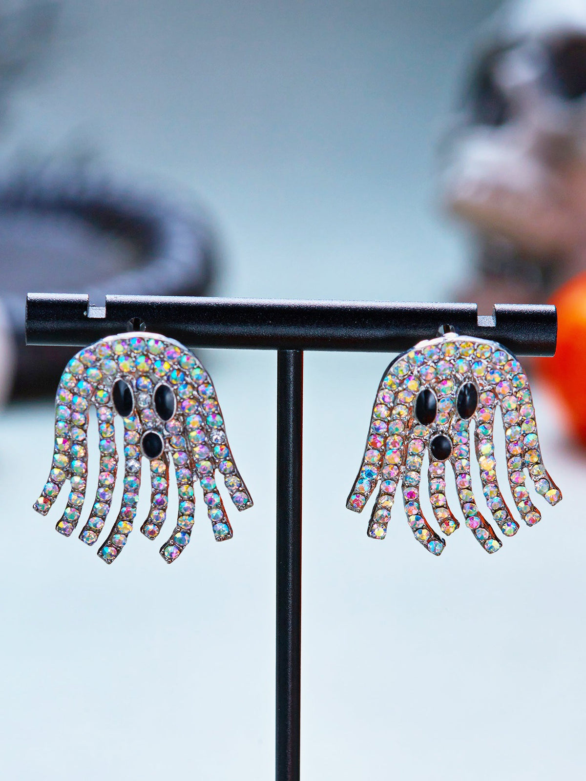 Halloween Tassel Cute Rhinestones Ghost Earrings