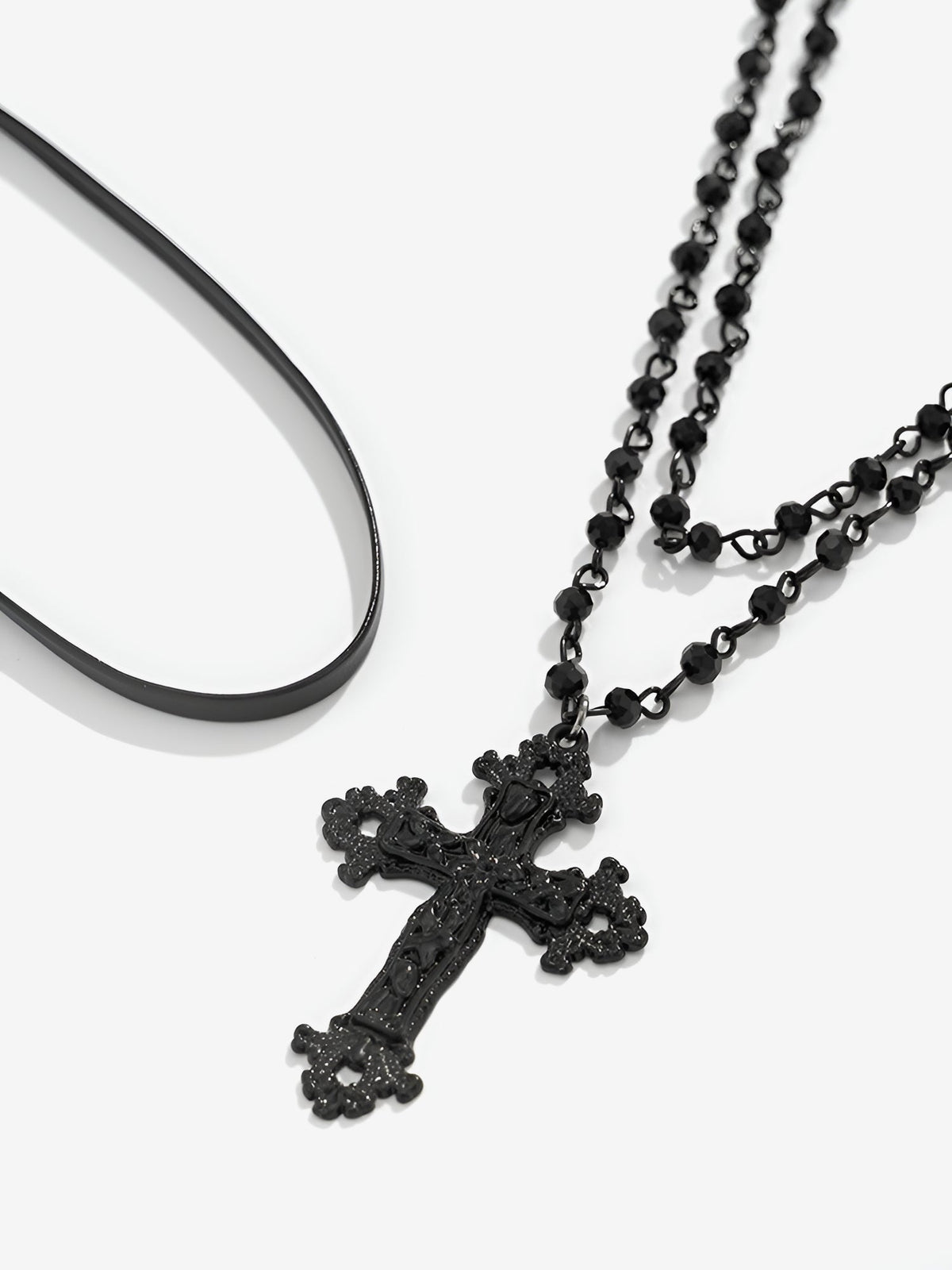 Halloween Gothic Cross Pendant Multi-Layer Necklace