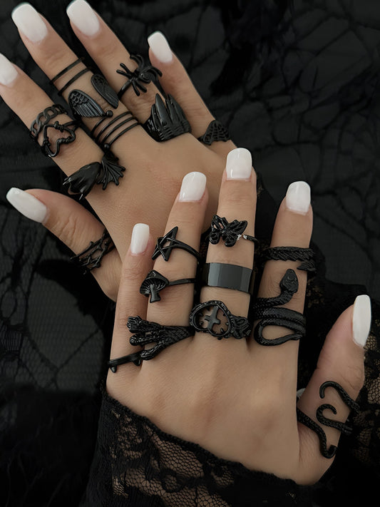 16/20 Pieces Halloween Gothic Rings Set