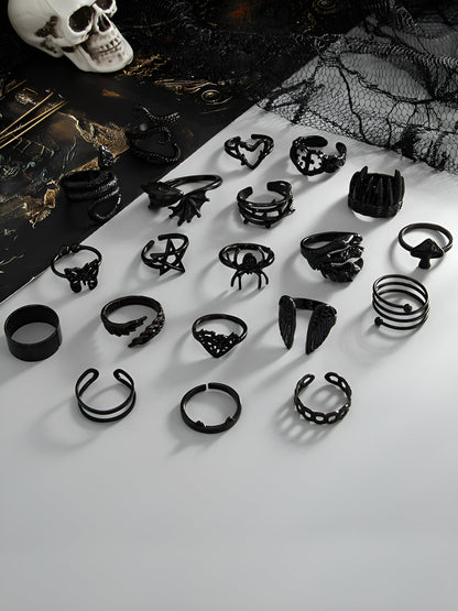 16/20 Pieces Halloween Gothic Rings Set