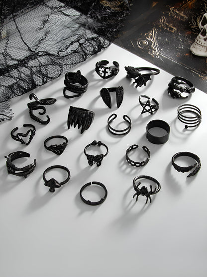 16/20 Pieces Halloween Gothic Rings Set