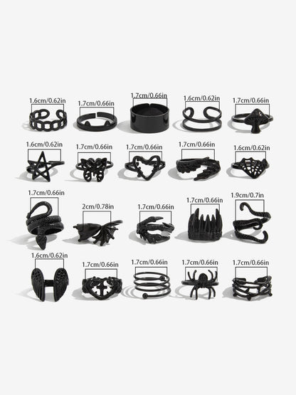 16/20 Pieces Halloween Gothic Rings Set