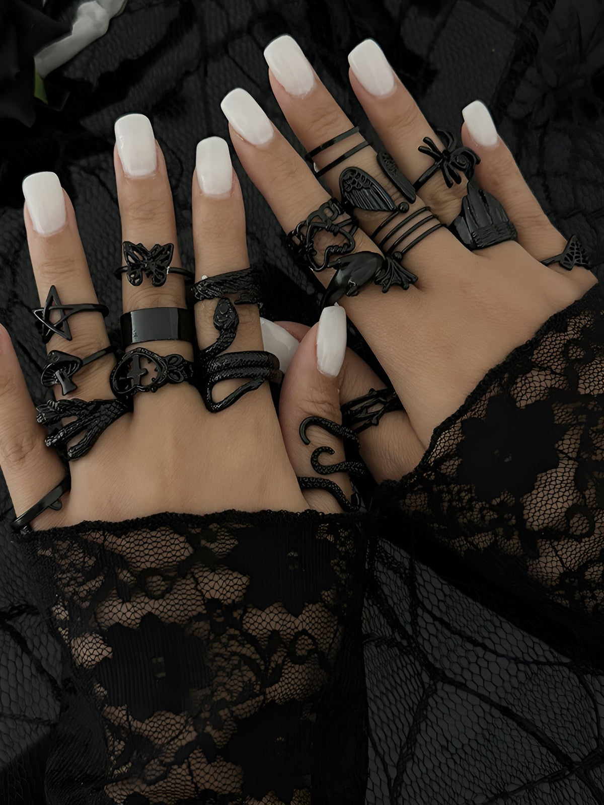 16/20 Pieces Halloween Gothic Rings Set