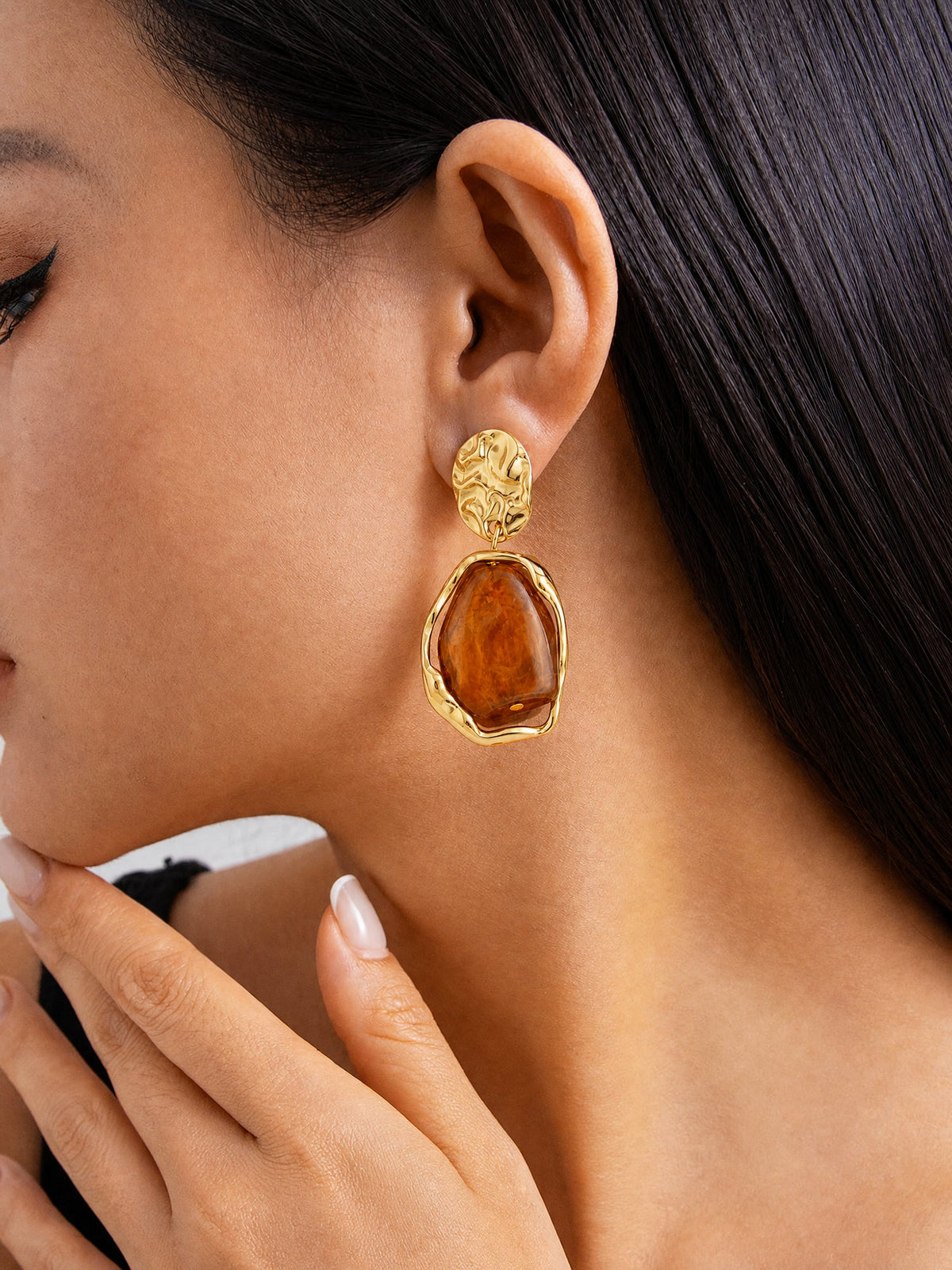Irregular Baroque Imitation Gemstone Earrings