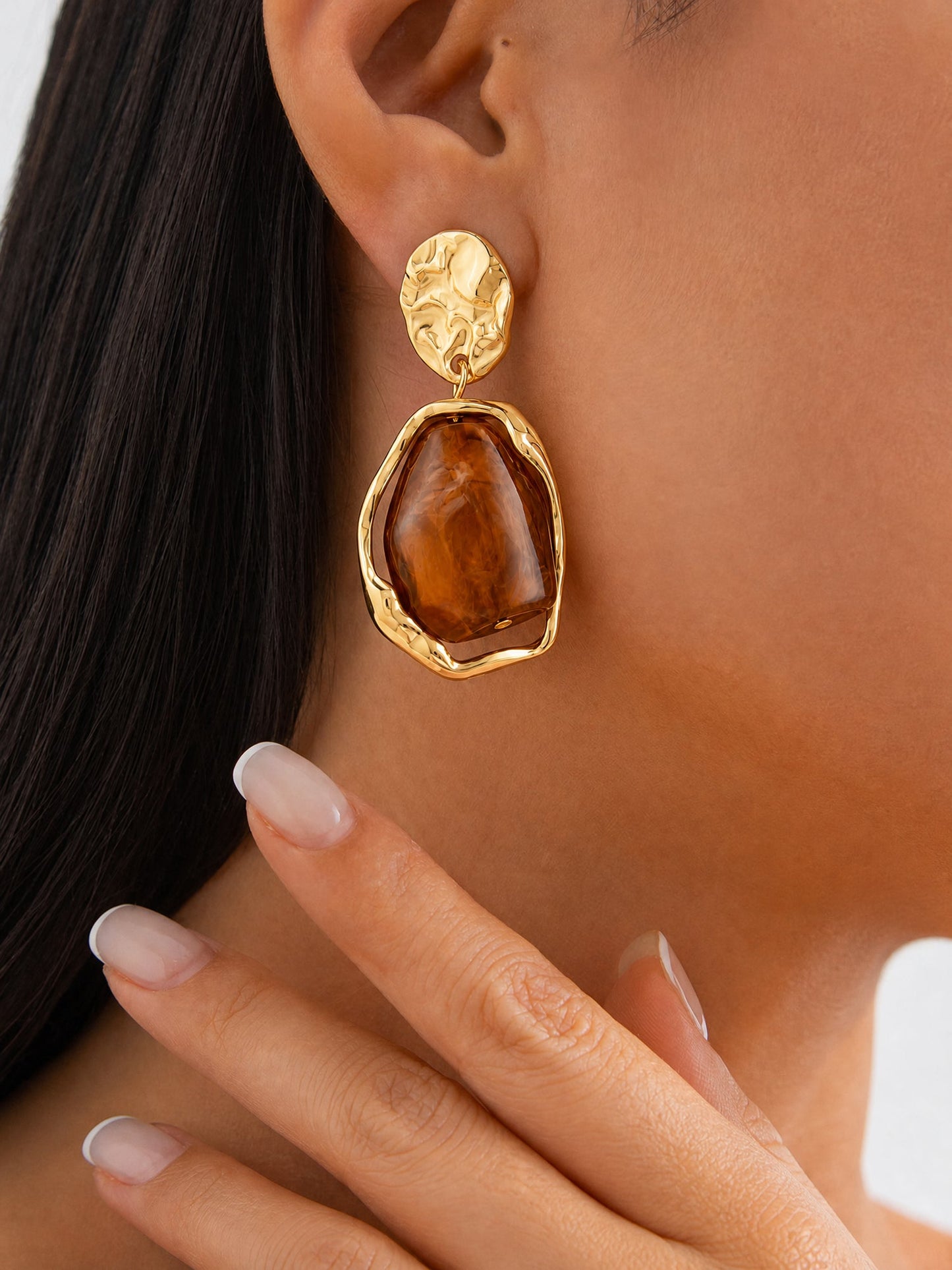 Irregular Baroque Imitation Gemstone Earrings