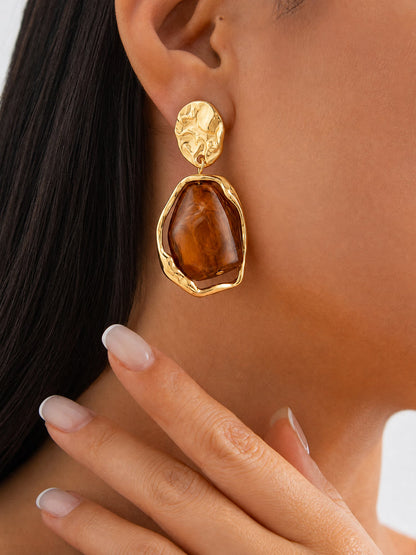Irregular Baroque Imitation Gemstone Earrings