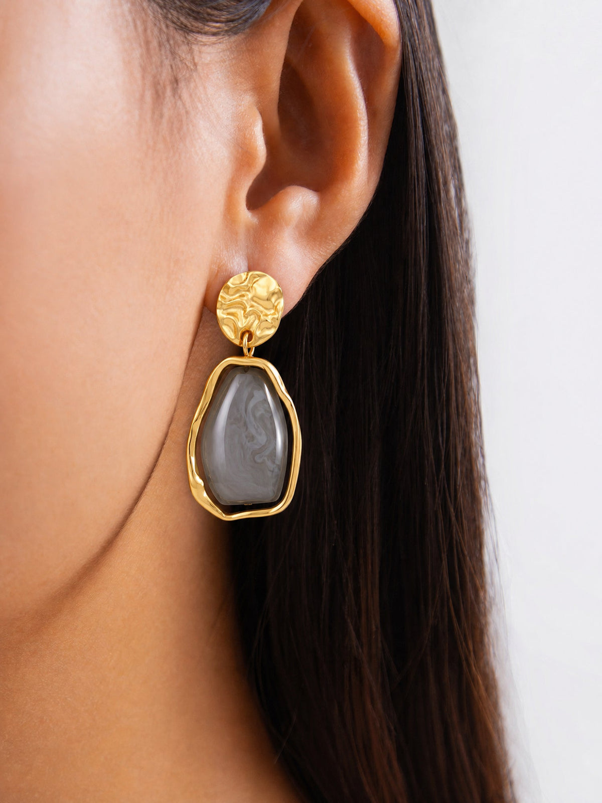 Irregular Baroque Imitation Gemstone Earrings