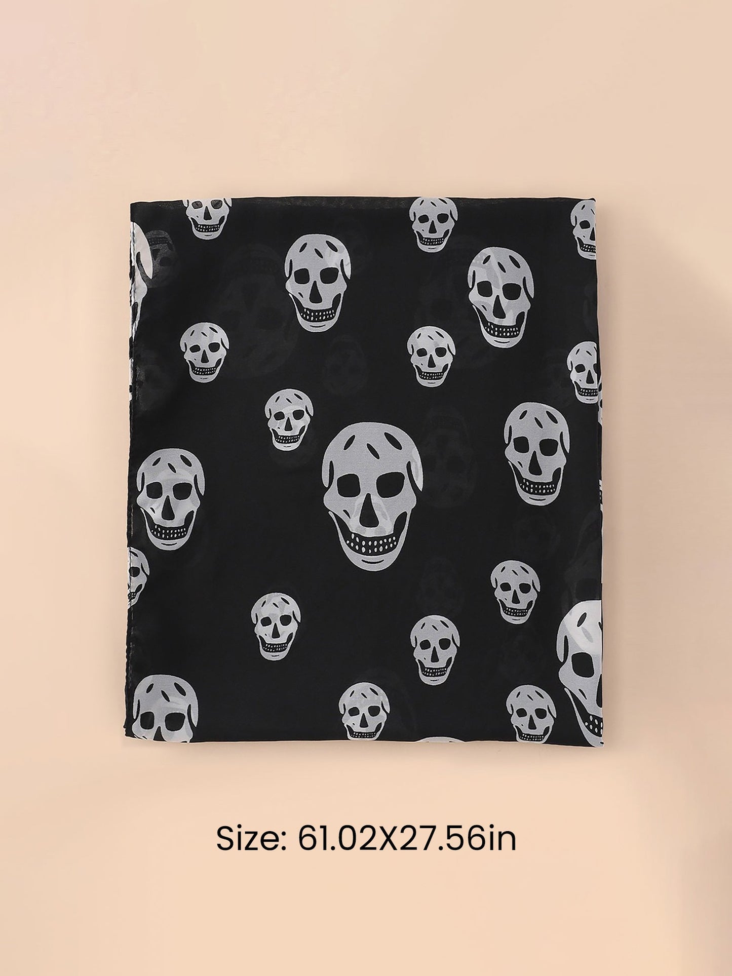 Halloween Skull Printed Chiffon Long Scarf